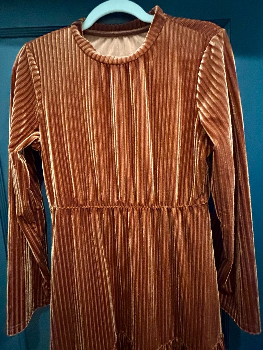 SHEIN Rust Velvet Long Sleeve Maxi Dress - Picture 3 of 5